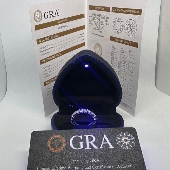 Moissanite Eternity Ring Band Engagement Wedding GRA 3mm 925 18K Size 7 - Picture 3 of 12